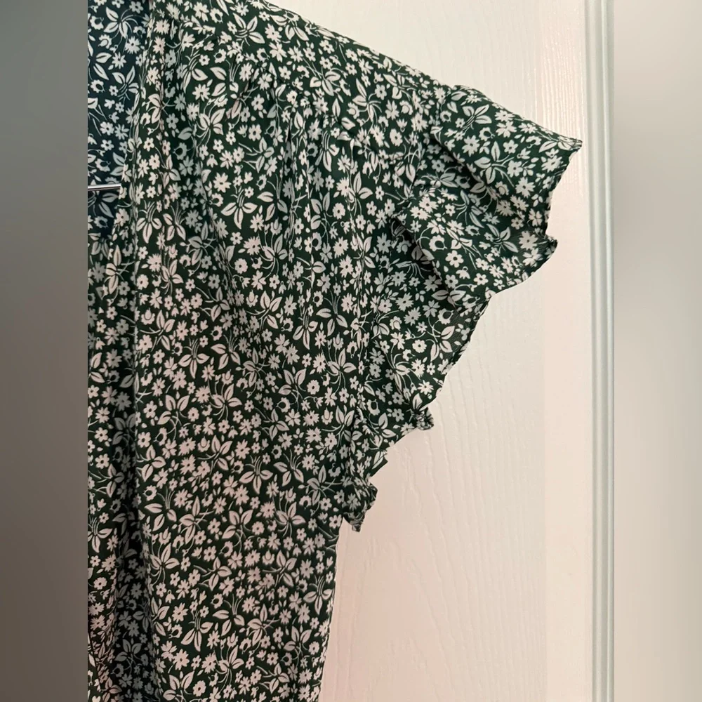 Veronica Beard Marla ruched silk dress green floral Size 0 - Picture 8 of 12